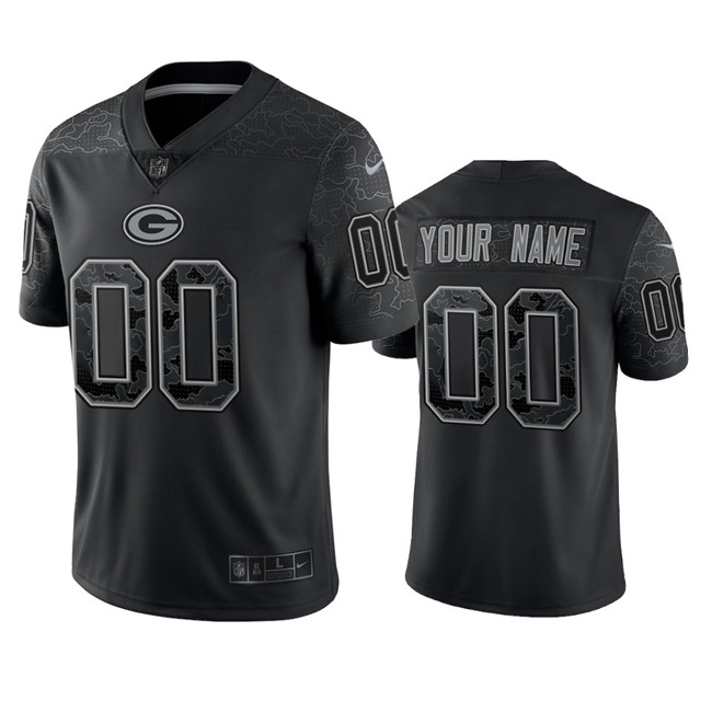 Men's Black Green Bay Packers ACTIVE PLAYER Custom Reflective Limited Stitched Football Jersey